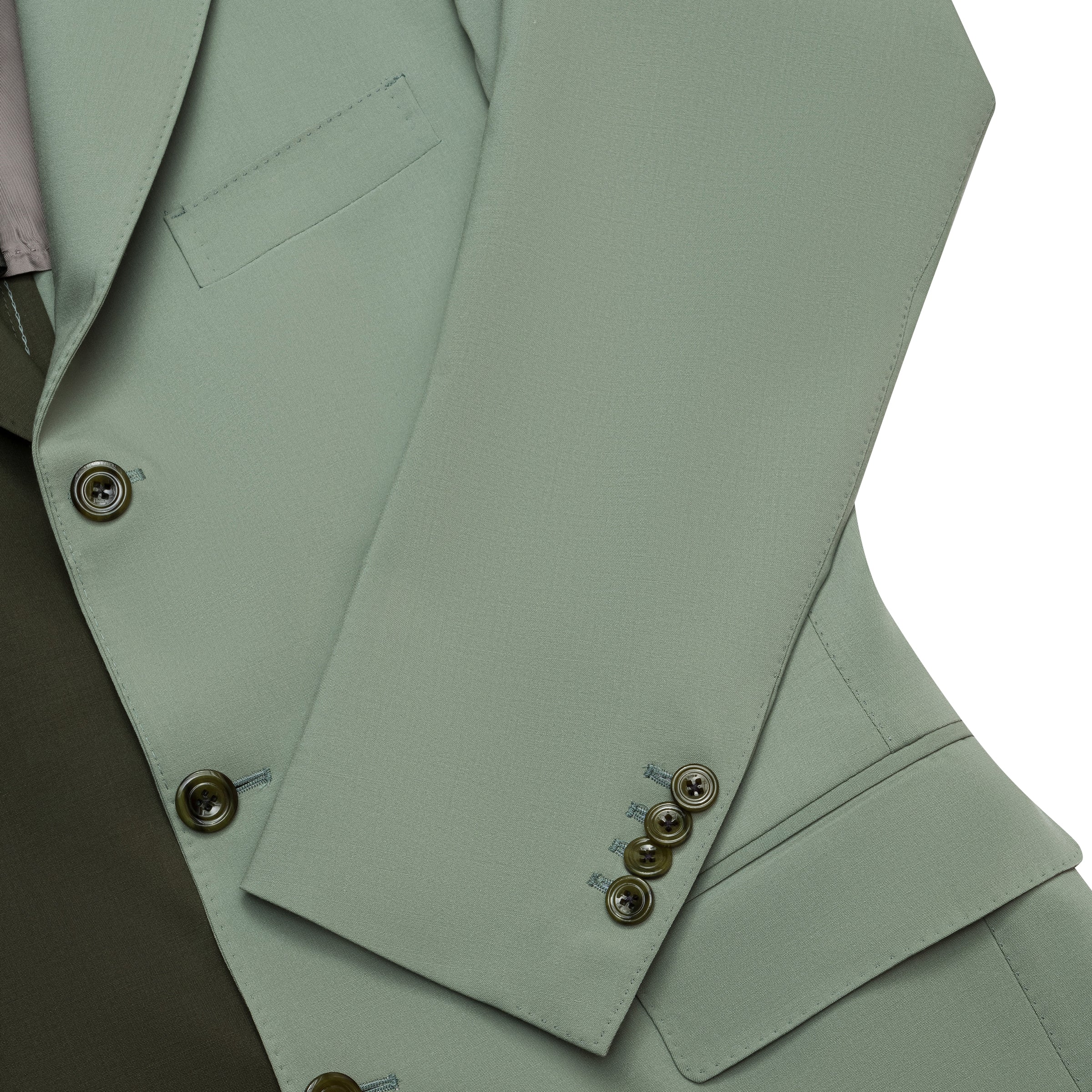 Split Green Fine Wool 3-Piece Suit