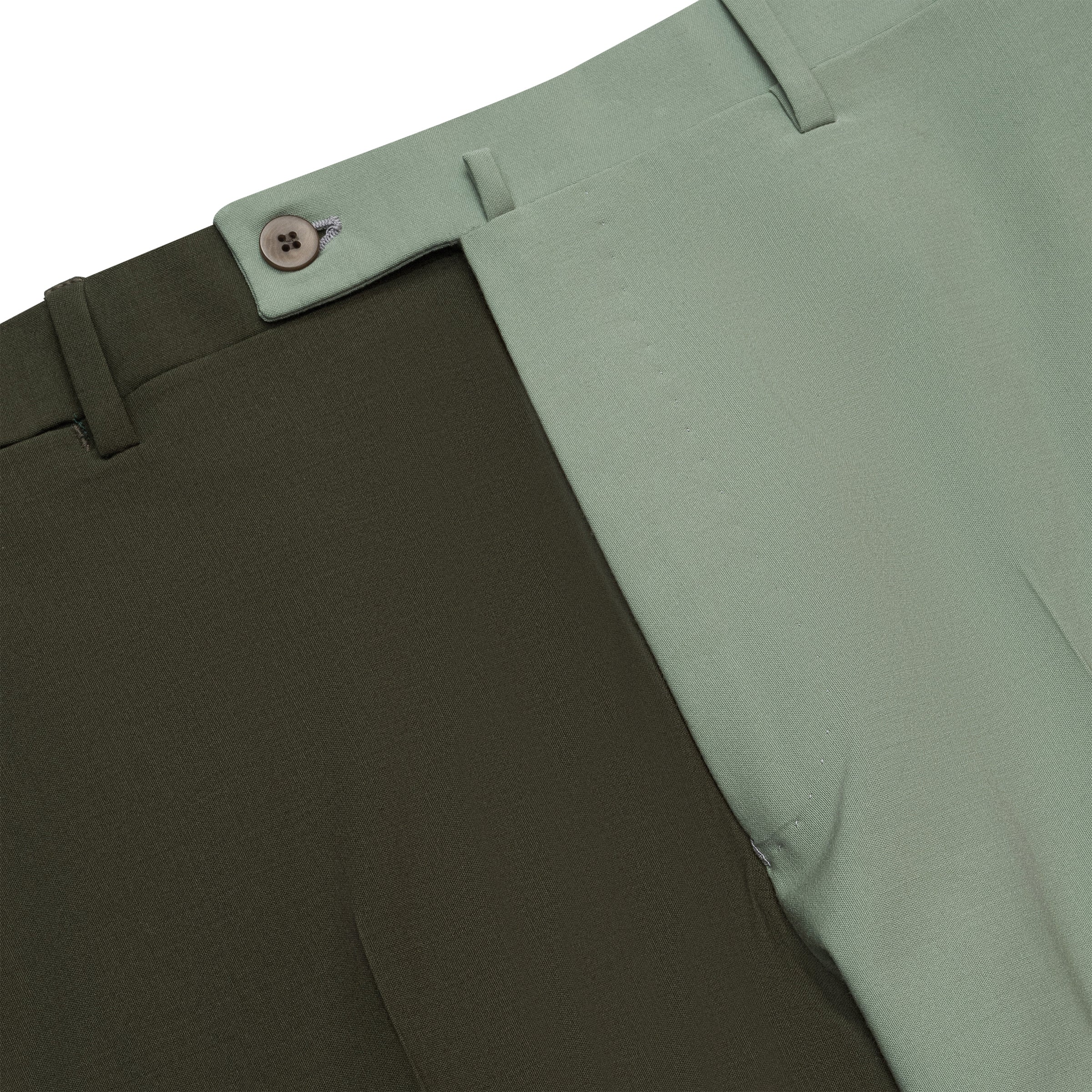 Split Green Fine Wool Trousers